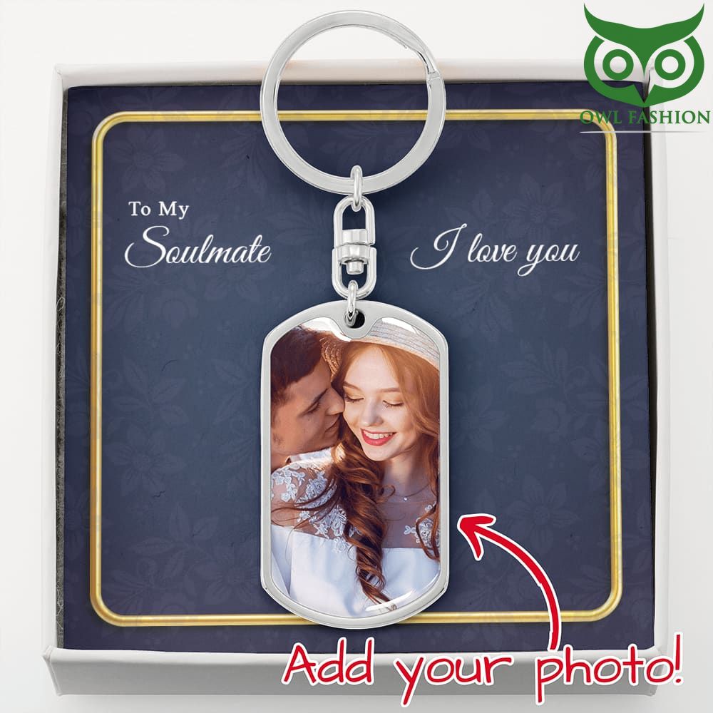 To my Soulmate I love you custom photo Keyring for couple