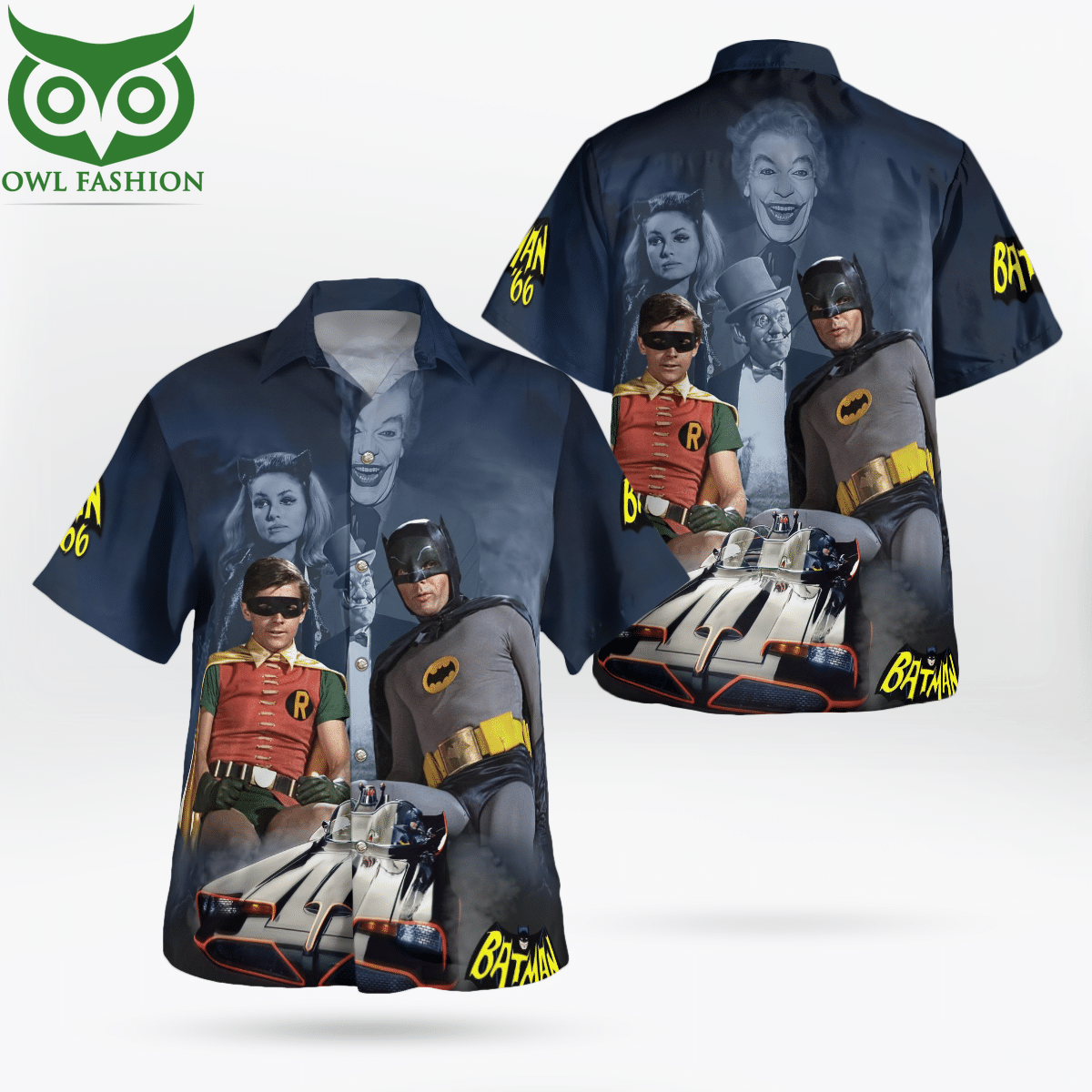 Batman and Robin Batcar 1966 Hawaiian Shirt