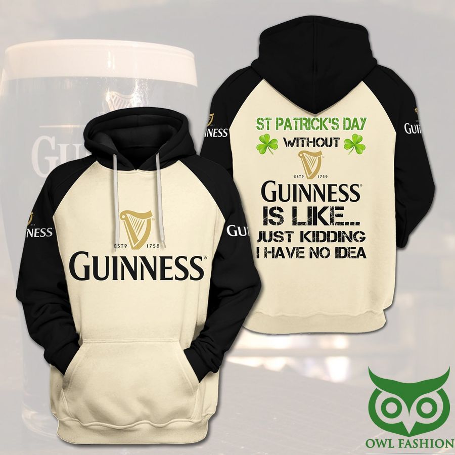 Guinness Beer est 1759 Logo St Patrick's Day Quotes 3D Hoodie