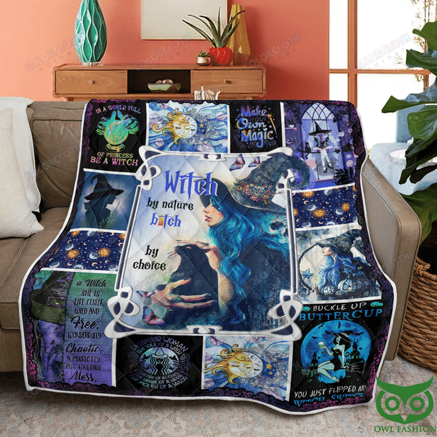 Happy Halloween Witch by nature bitch by choice Quilt Blanket