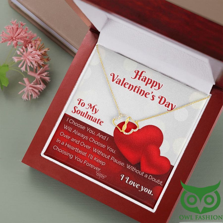 To My Soulmate Happy Valentine Day Heart Interlinked Necklace Valentine Gift