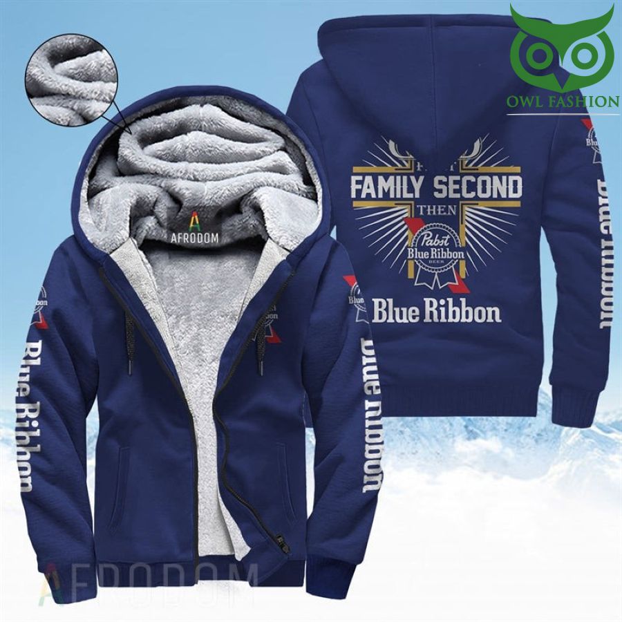 Pabst Blue Ribbon Family second Fleece Zip Up Hoodie
