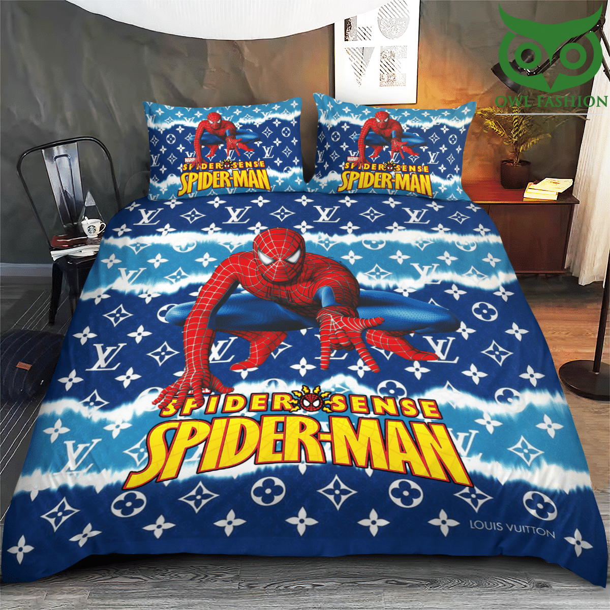 Louis Vuitton Spider sense Spiderman bedding set