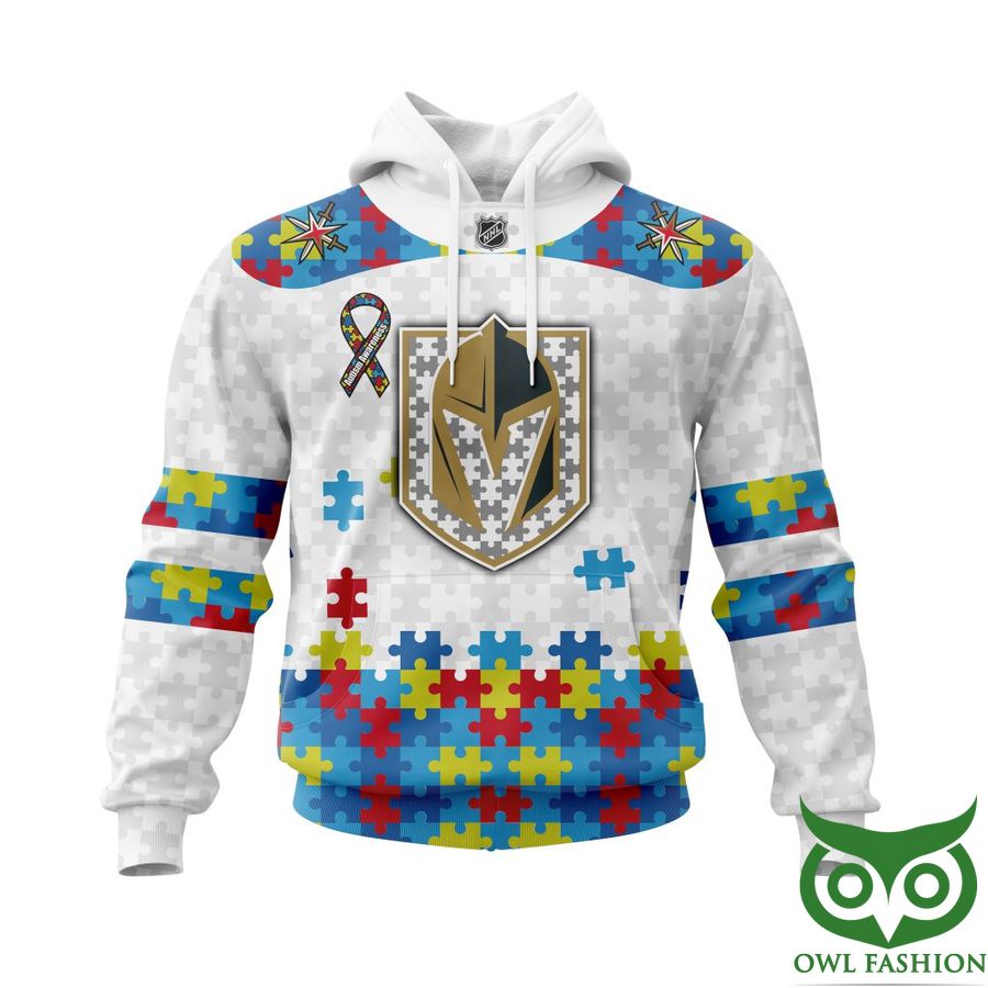 NHL Vegas Golden Knights Autism Awareness Custom Name Number white puzzle hoodie sweatshirt