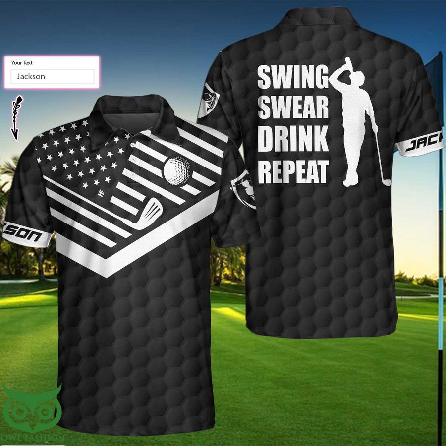 18 Personalized Swing Swear Drink Repeat Polo Shirt