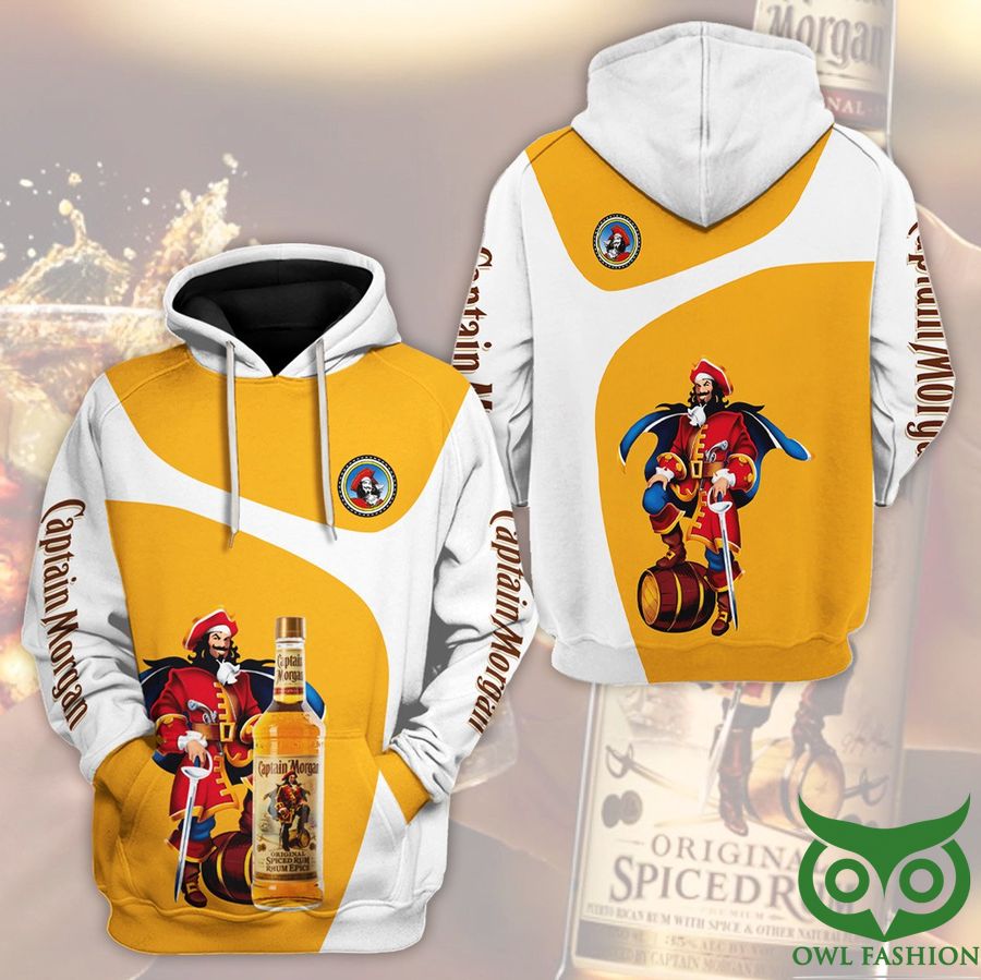 Captain Morgan Whisky Yellow and White 3D Hoodie