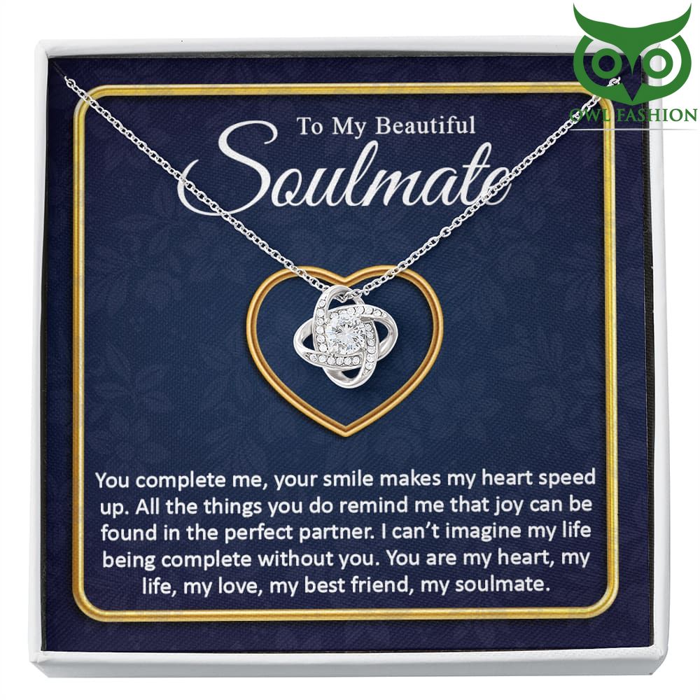 Love Cross To my beautiful Soulmate Silver Necklace Valentine day