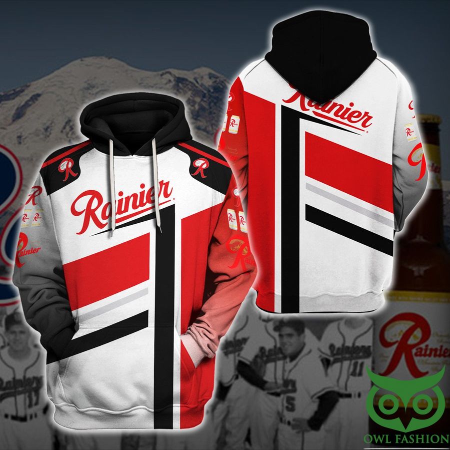 Rainier Beer Black and White and Red 3D Hoodie