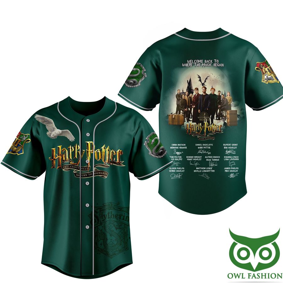 Premium Harry Potter 20th Anniversary Green Baseball Jersey Shirt