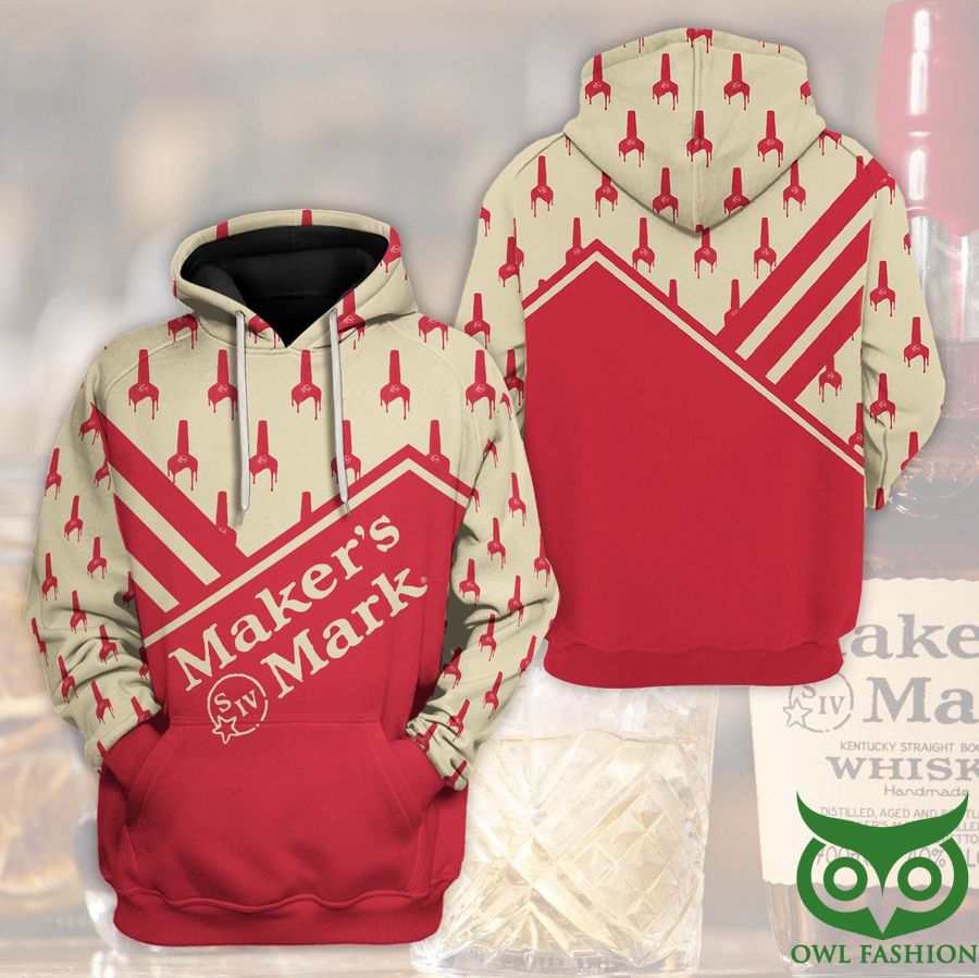 Maker's Mark Whiskey Red and Beige Color 3D Hoodie