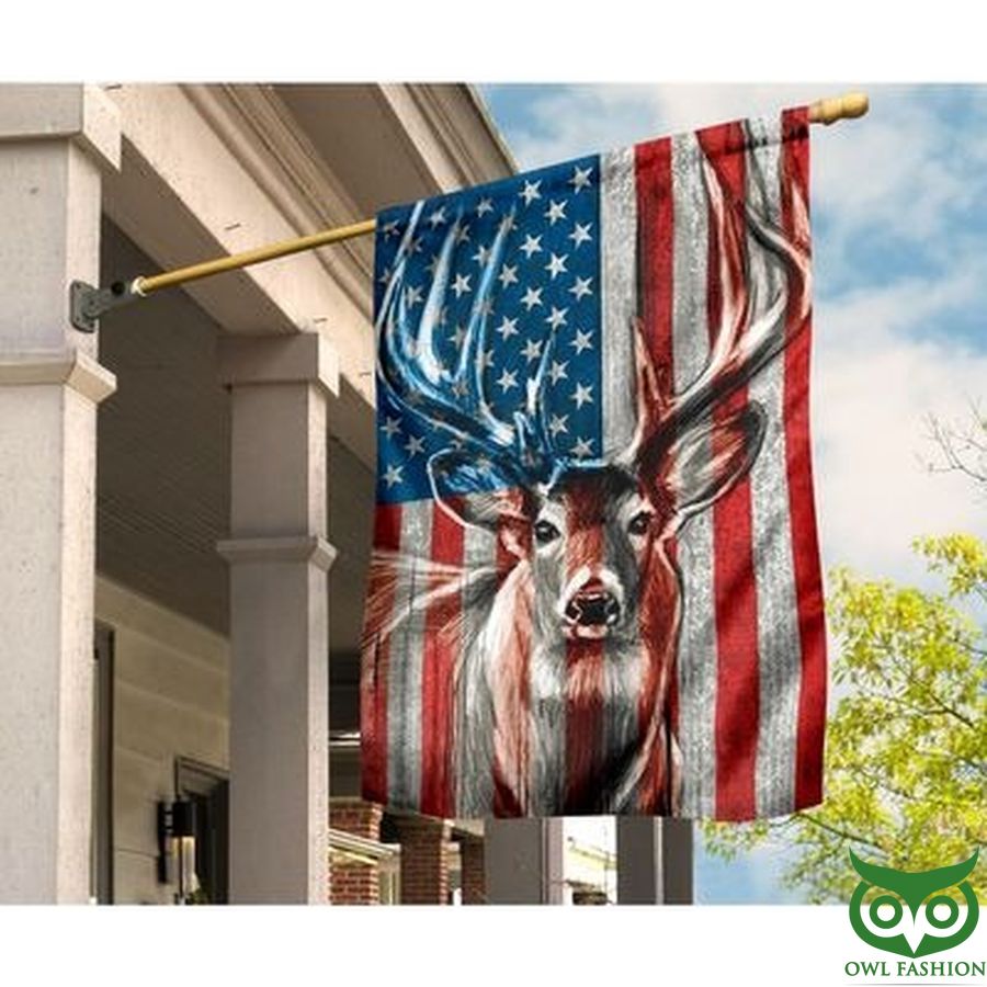 Deer hunting USA flag