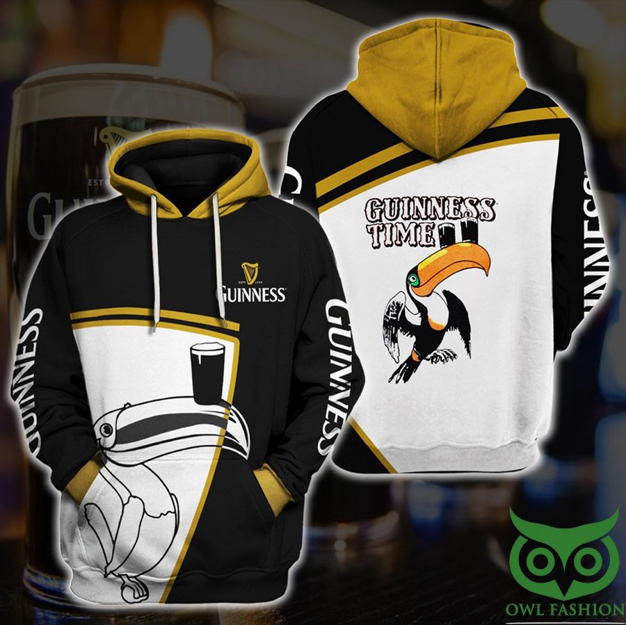 Guinness Time Beer Black White Yellow 3D Hoodie