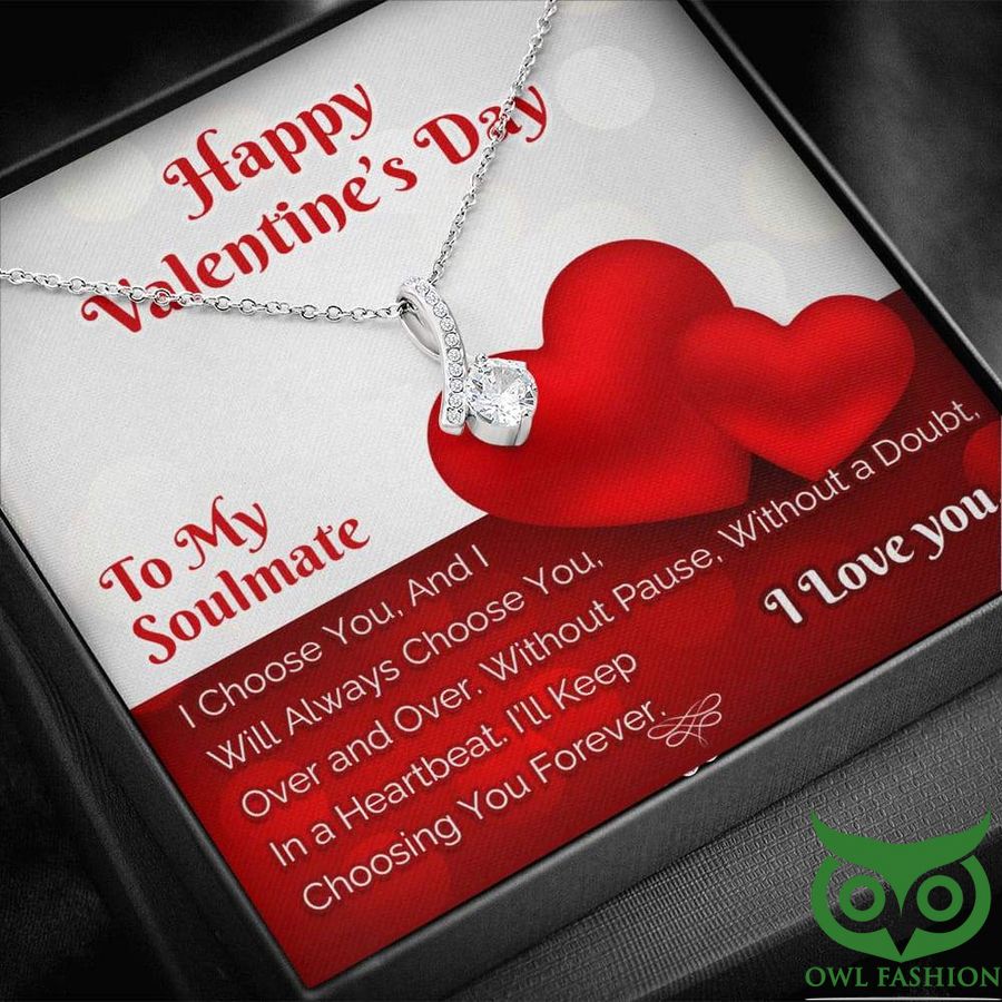 To My Soulmate Happy Valentine Day Silver Twinkle Crystal Necklace Valentine Gift