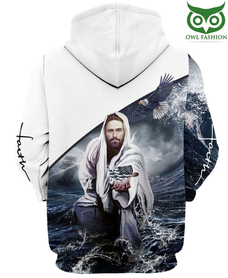 56 God in ocean ONE NATION UNDER GOD US Printed Hoodie sweatshirt
