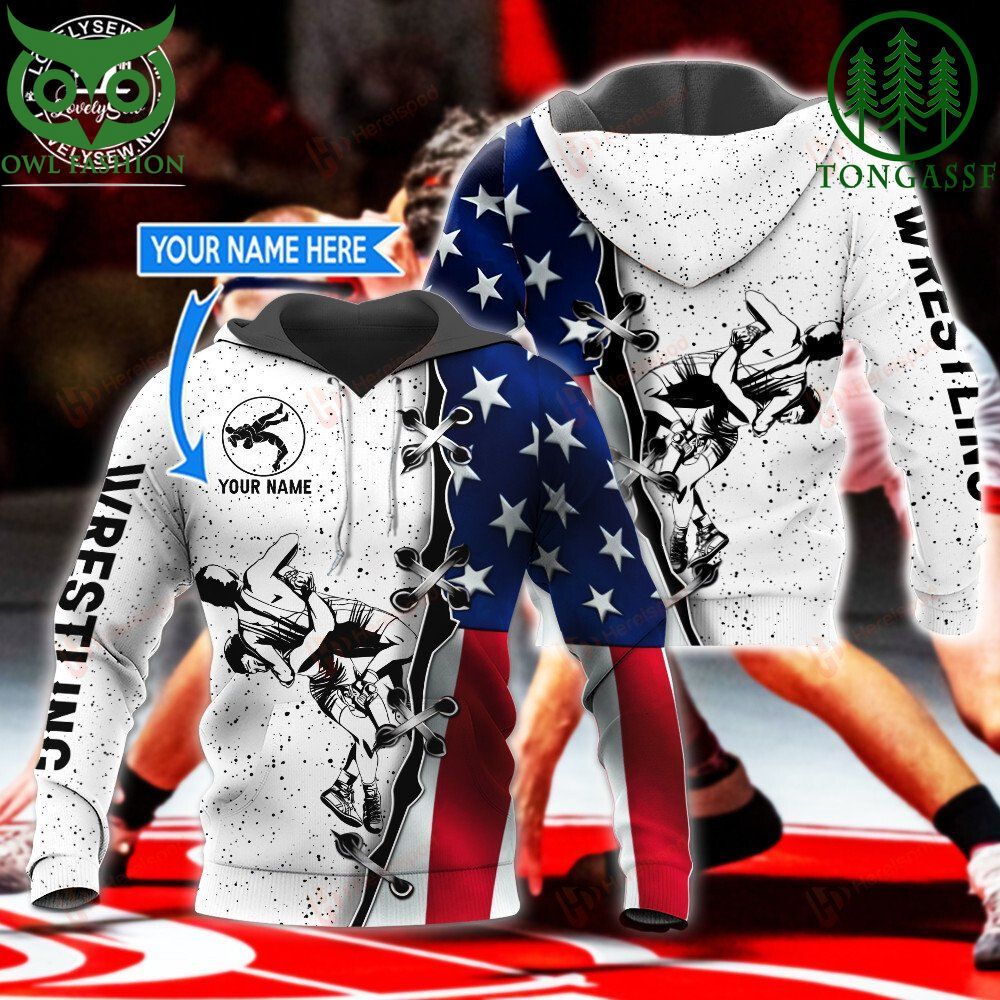 USA Flag Wrestling Personalized 3D Hoodie