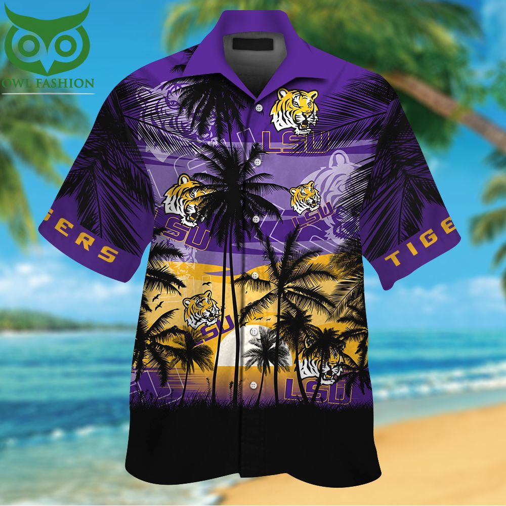 NCAA LSU Tigers Tropical Hawaiian Shirt Men Women Shorts
