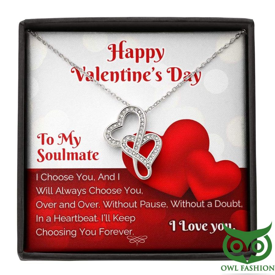 To My Soulmate Happy Valentine Day Silver Hearts Intertwined Necklace Valentine Gift