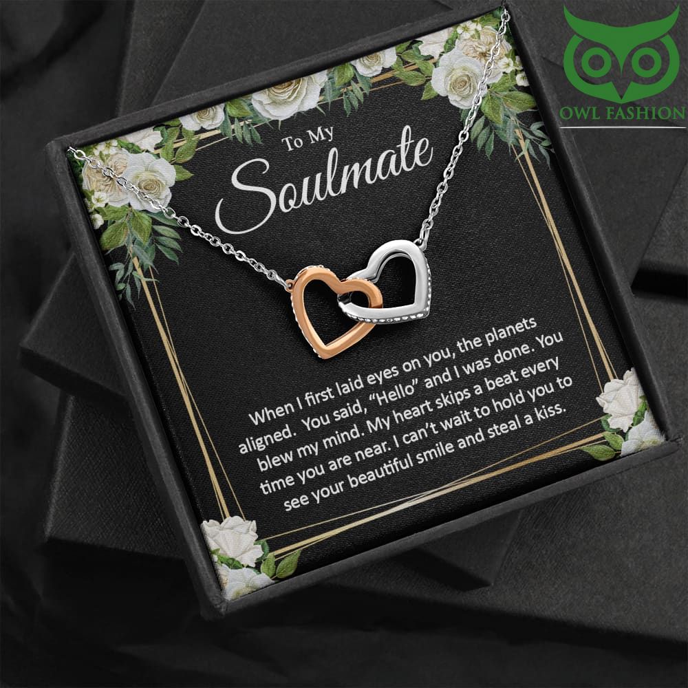 Steal a kiss from my Soulmate entwined hearts Silver necklace Valentine day