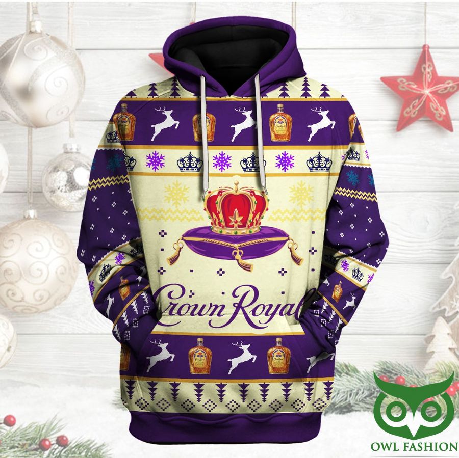 Crown Royal Whiskey Beige and Purple Color 3D Hoodie
