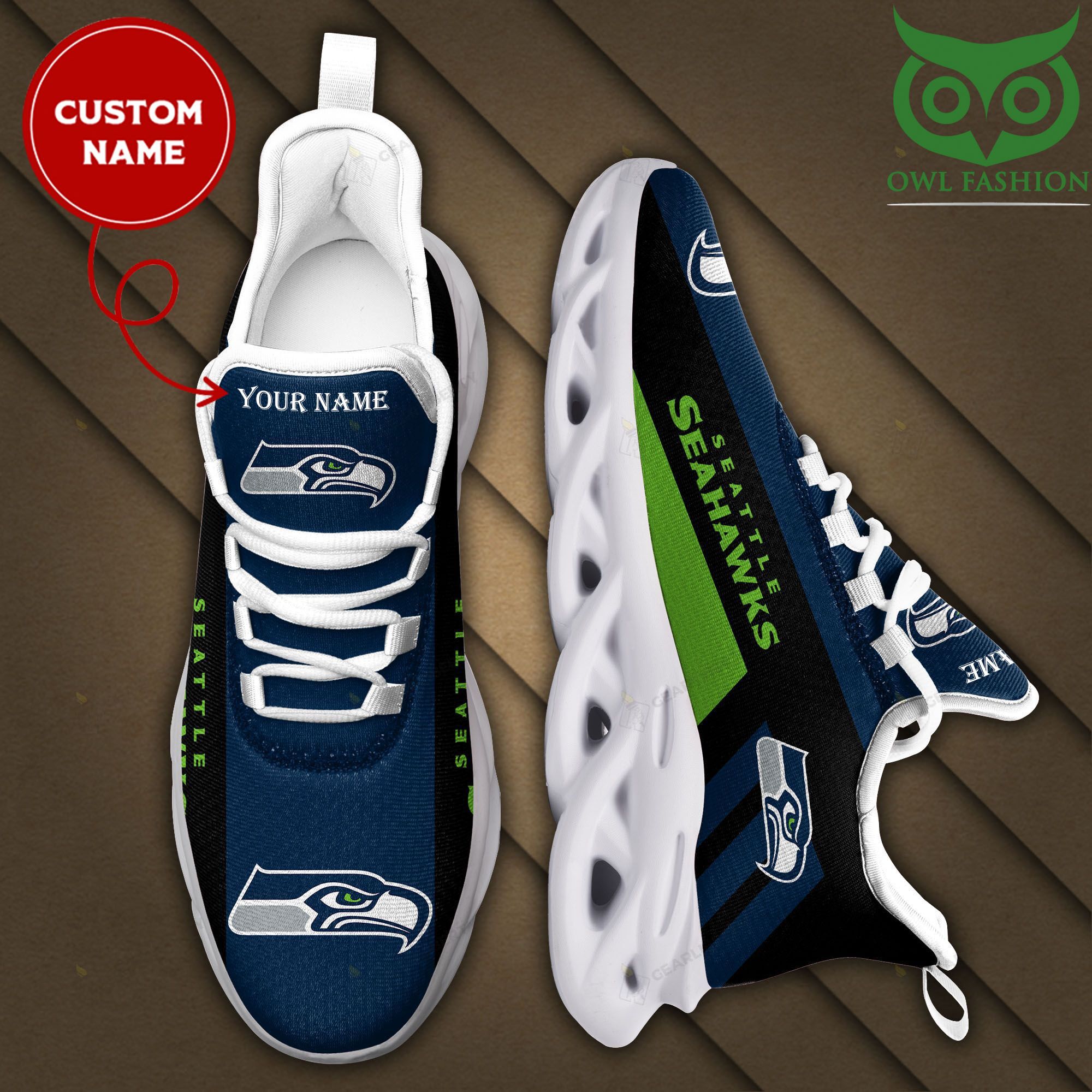 Custom Name NFL SEATTLE SEAHAWKS Max Soul Sneakers