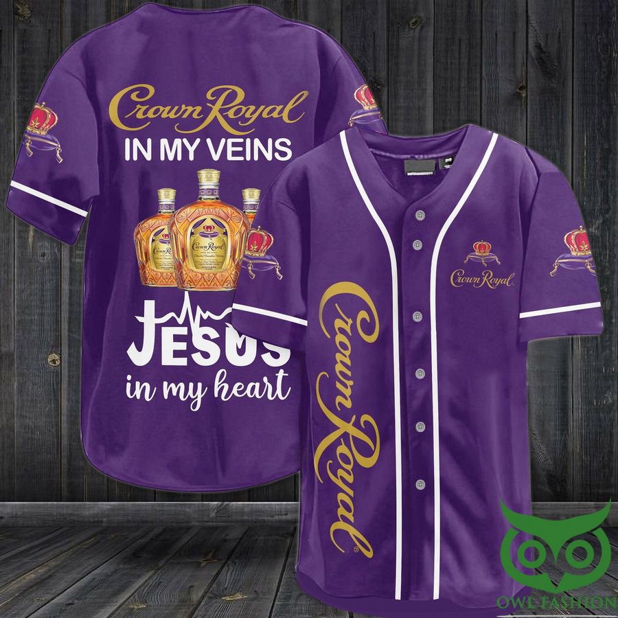 Crown royal in my veins Jesus in my heart Baseball Jersey Shirt