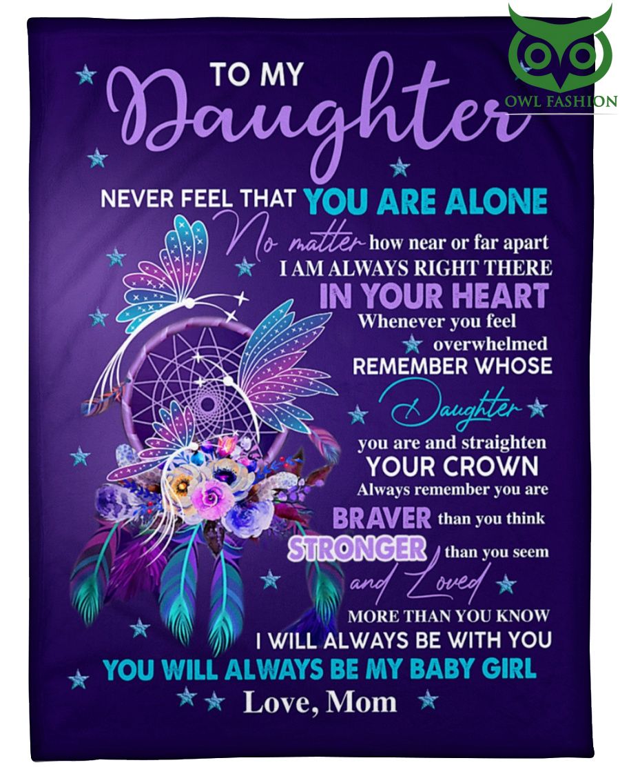 Gift for daughter purple Fleece Blanket with dreamcatcher