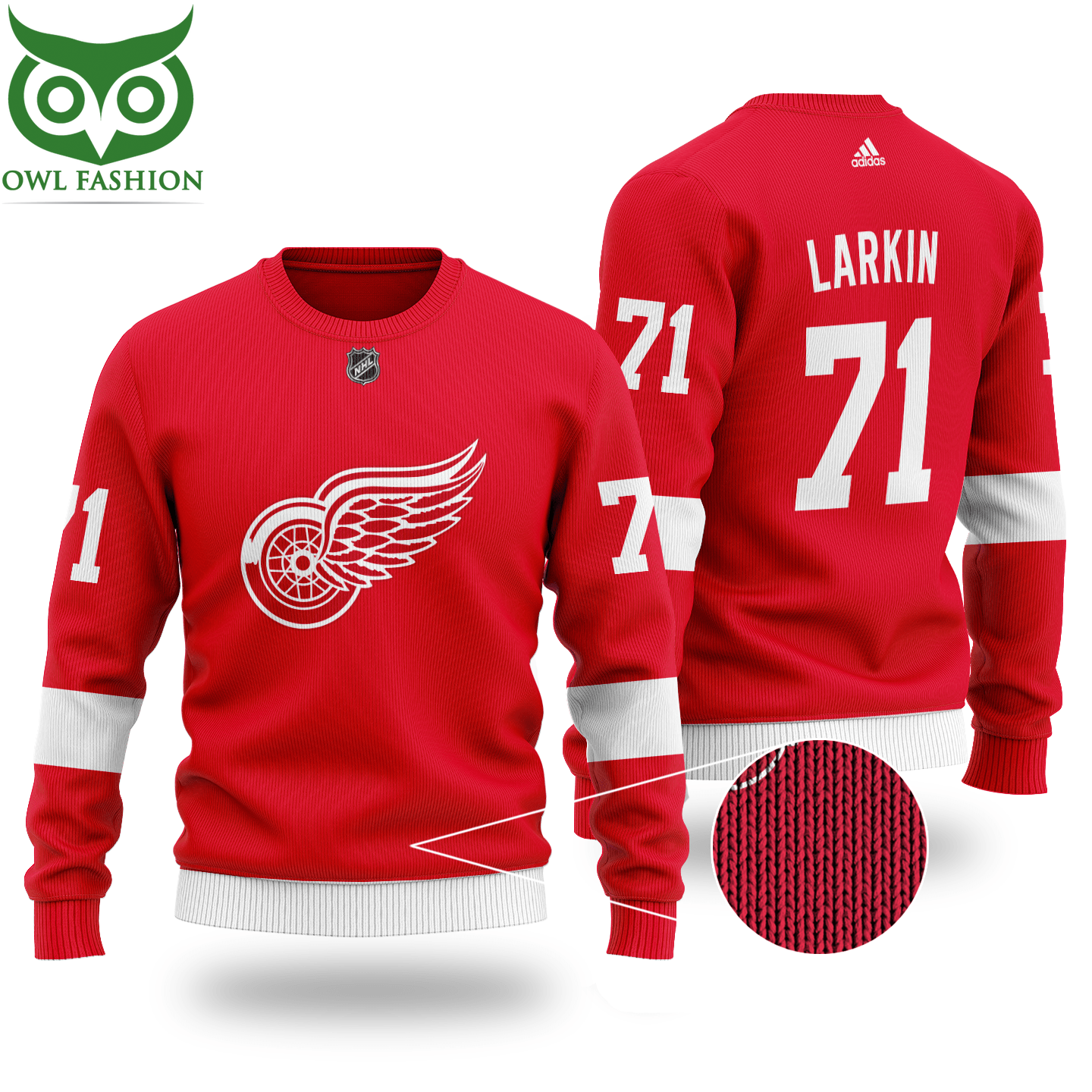 NHL DETROIT RED WINGS Larkin 71 red wool sweater