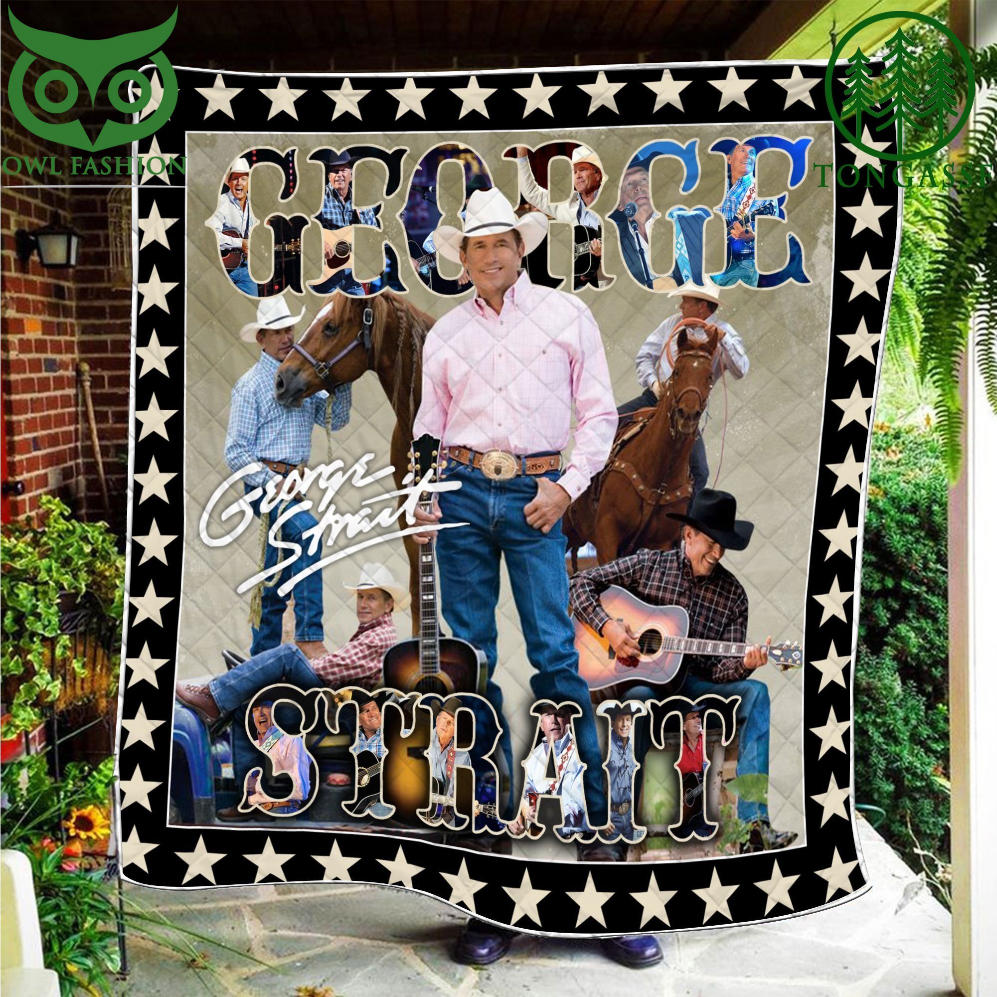 George Strait Guitarist King of Country Quilt Blanket