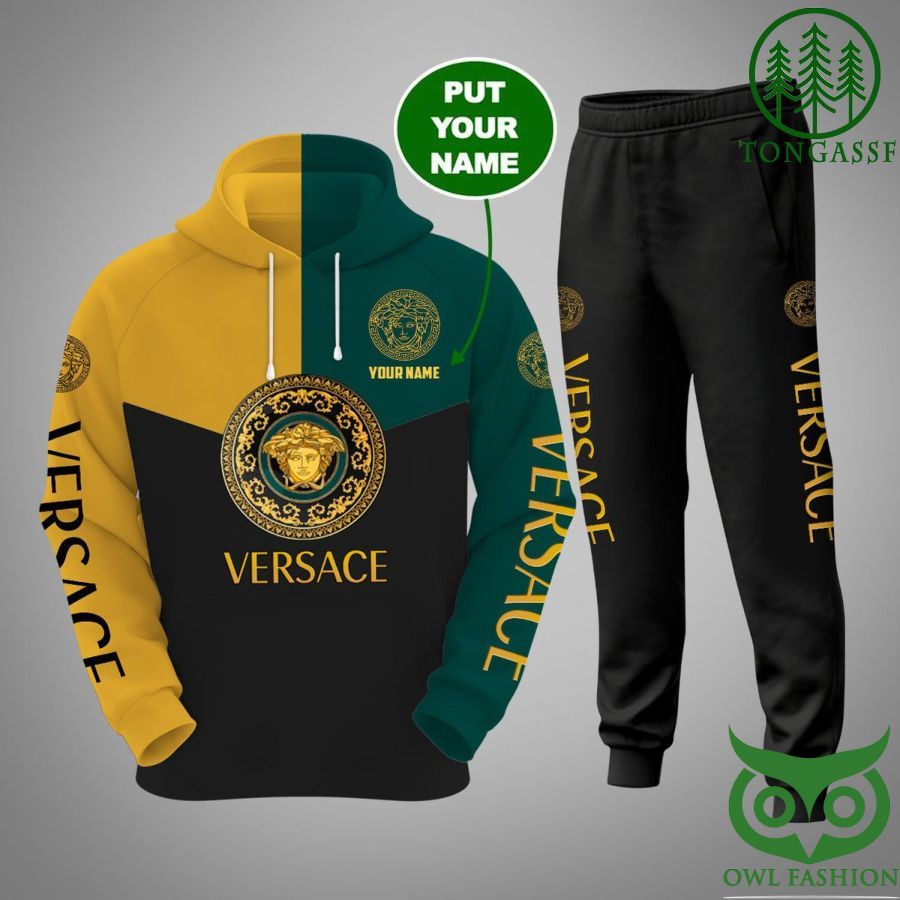 Personalized Versace Yellow Blue Black Hoodie and Pants