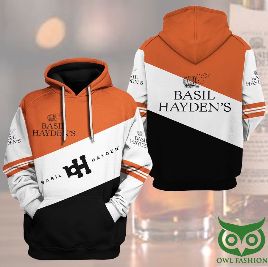 Basil Hayden's Logo Black White Orange 3D Hoodie