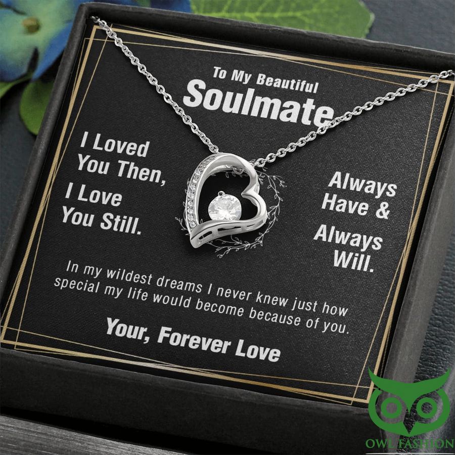 Beautiful Soulmate Silver Color Heart Pattern Necklace Valentine Gift