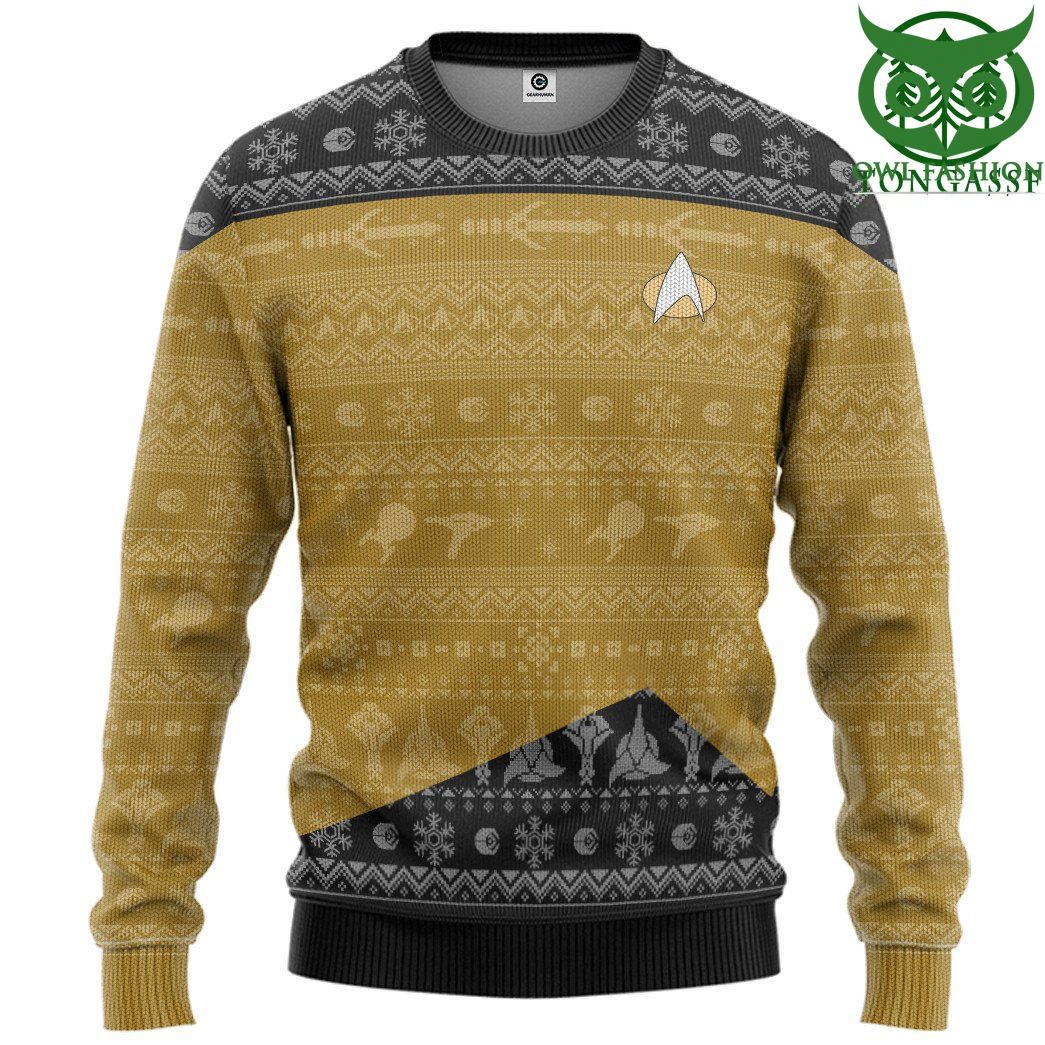 Star Trek The Next Generation 1987 Yellow Christmas Custom Ugly Sweater