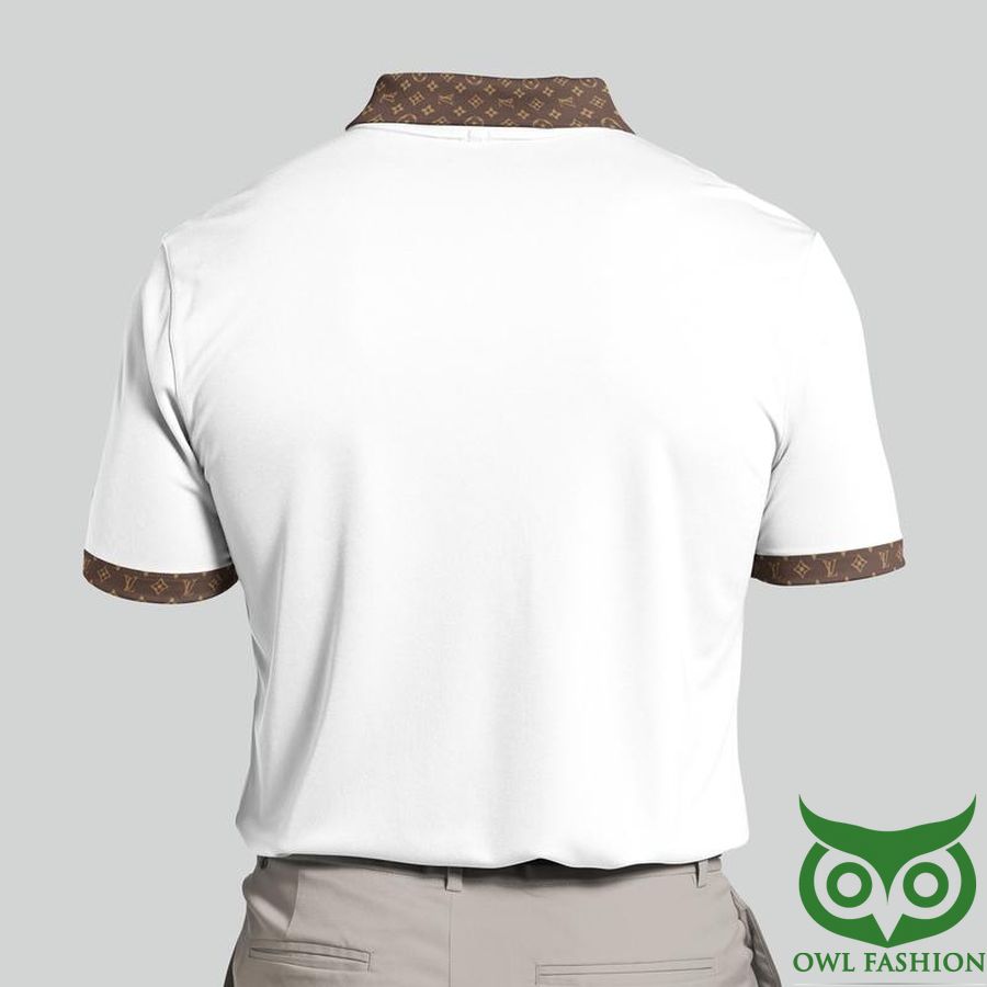 13 Louis Vuitton White and Light Brown Color with Logo Polo Shirt