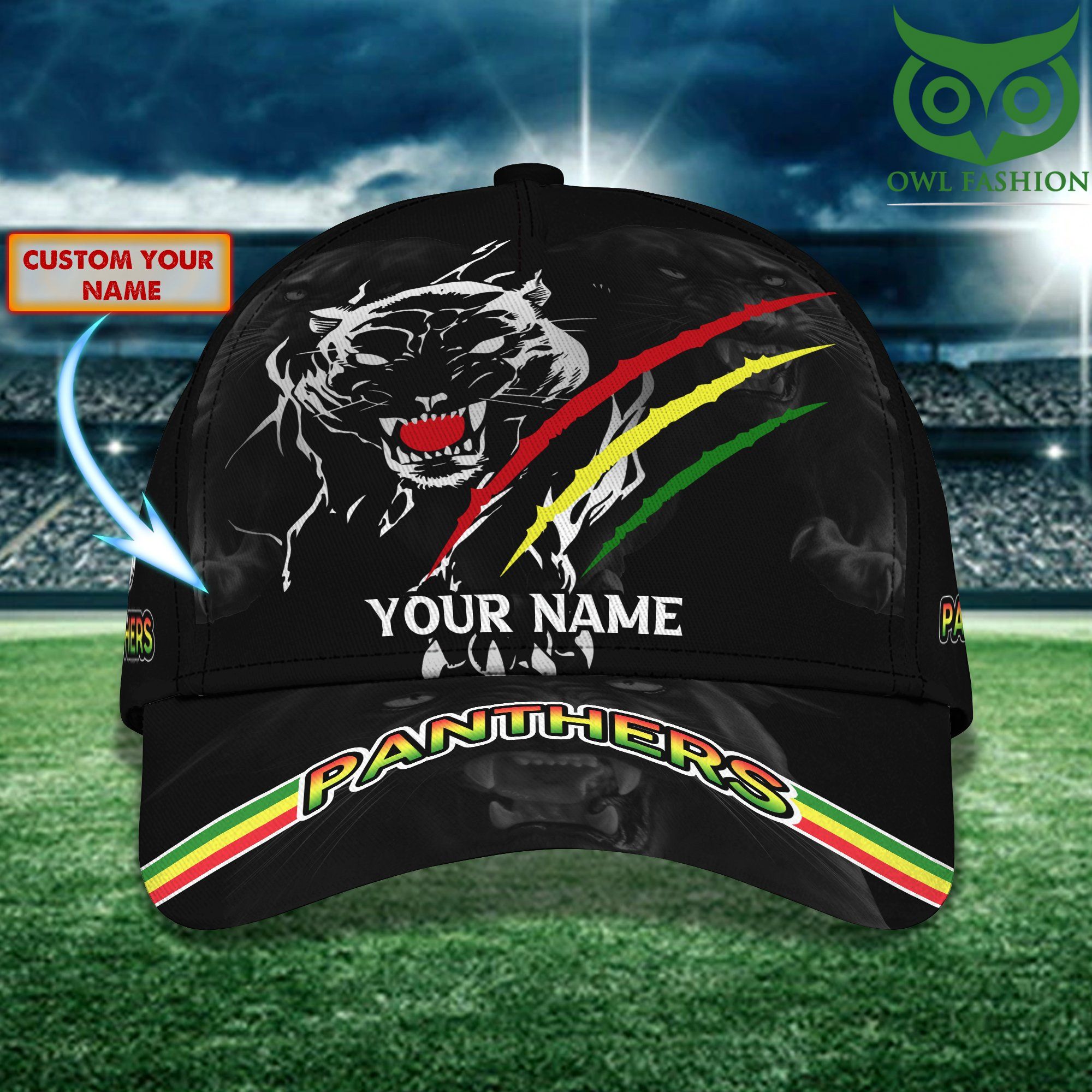 NRL Penrith Panthers Custom Name black version Cap