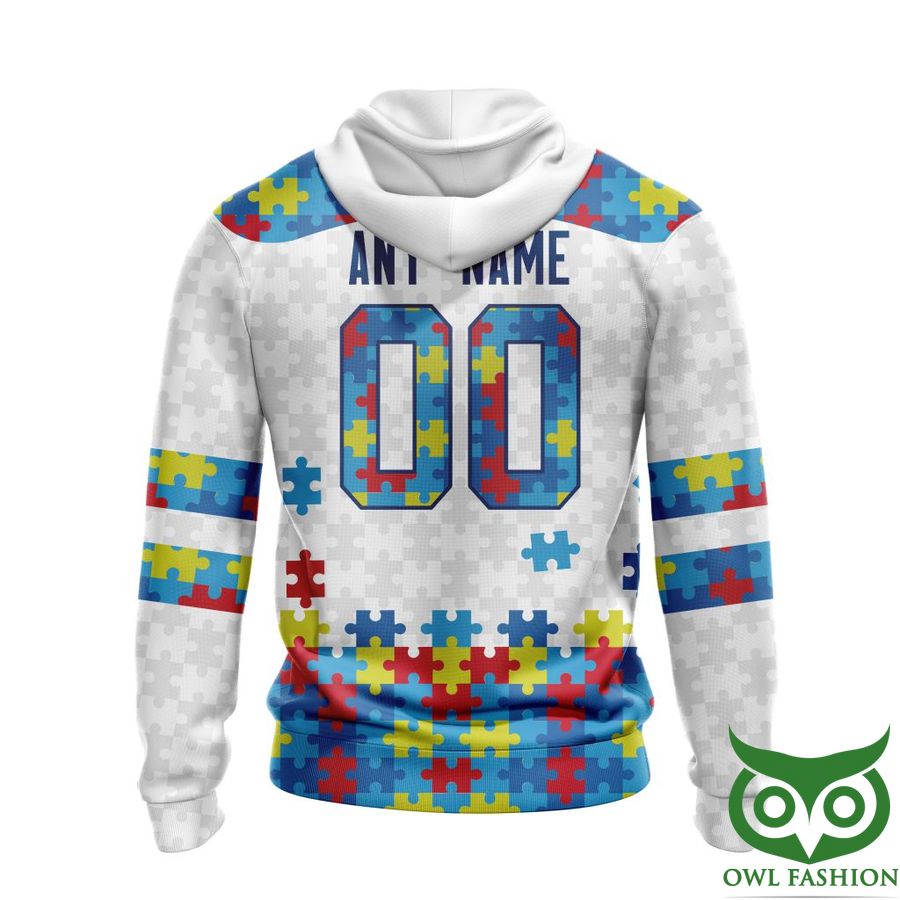 544 NHL Winnipeg Jets Autism Awareness Custom Name Number white puzzle hoodie sweatshirt