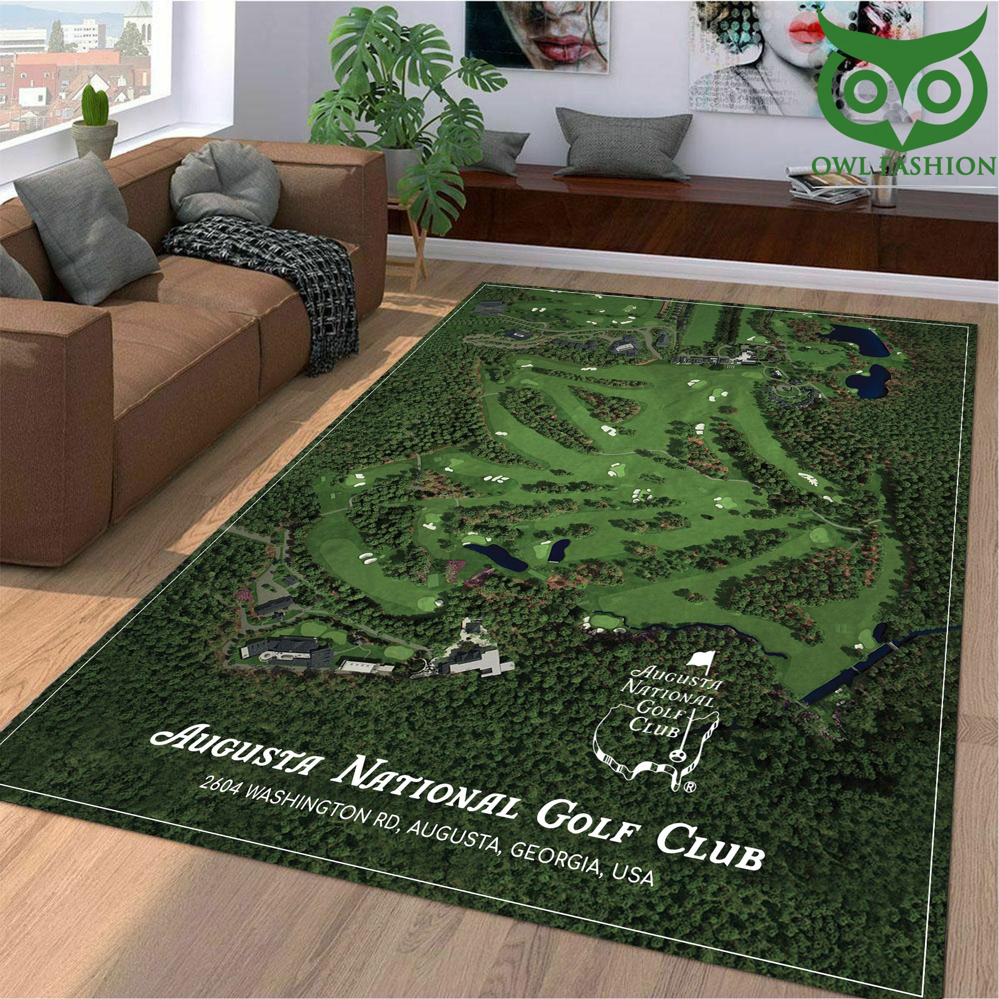 Augusta National Golf Course Satellite Map Limited Carpet Rug