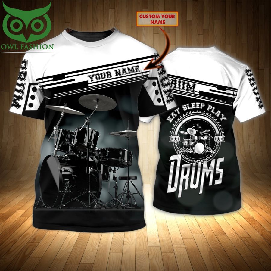Eat Sleep Play Drums Personalized Name 3D Tshirt