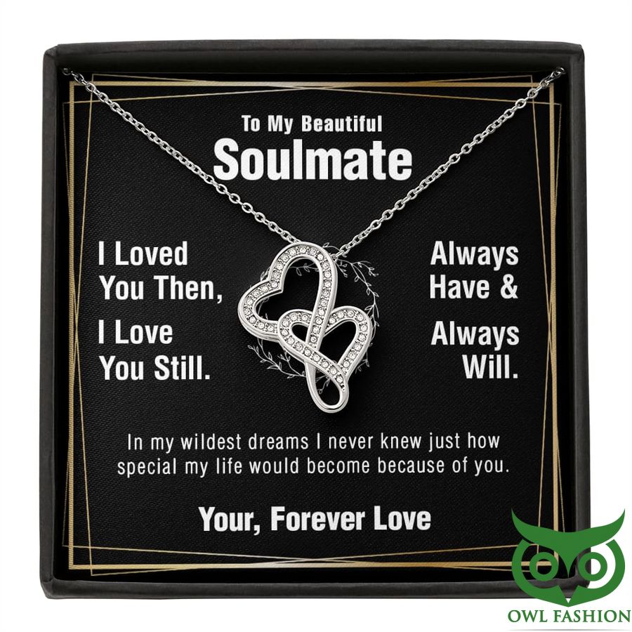 My Beautiful Soulmate Silver Hearts Intertwined Necklace Valentine Gift