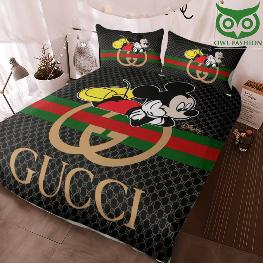 Gucci Mickey Disney black bedding set