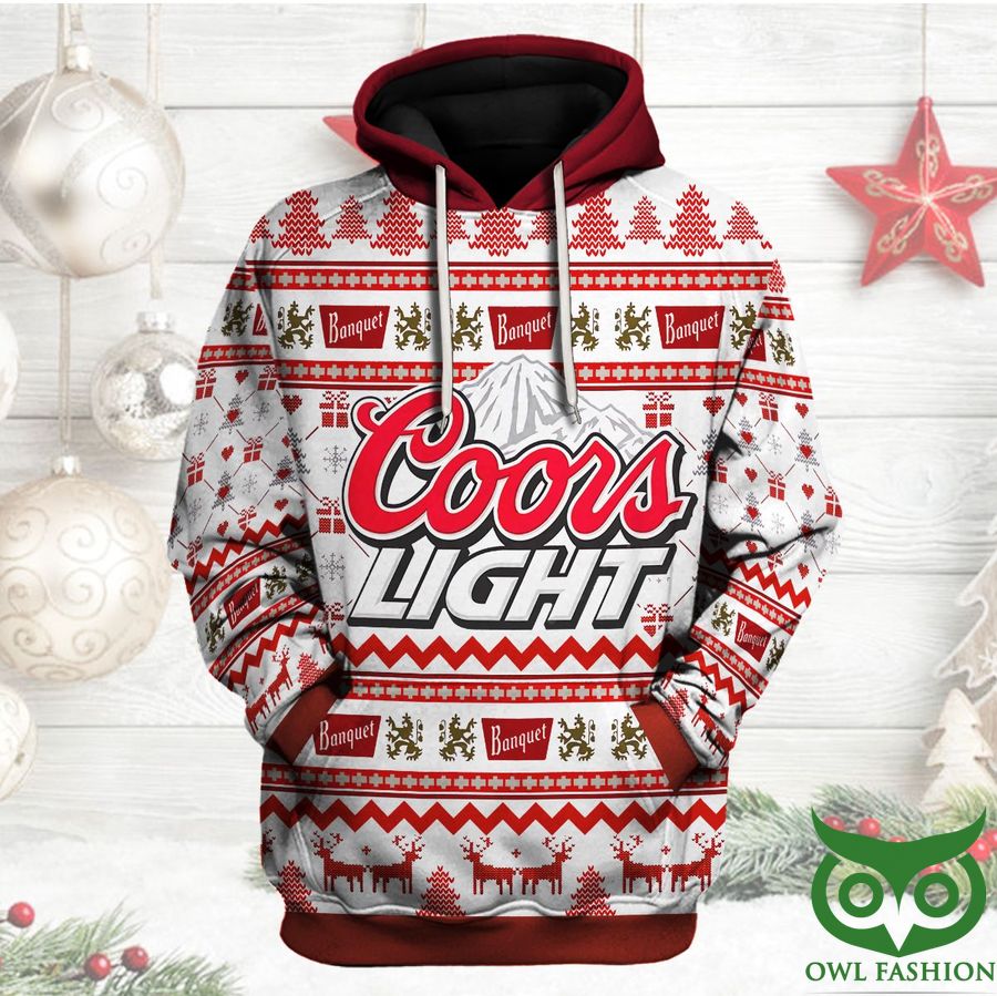 66 Coors Light Beer White and Red with Special Pattern 3D Hoodie