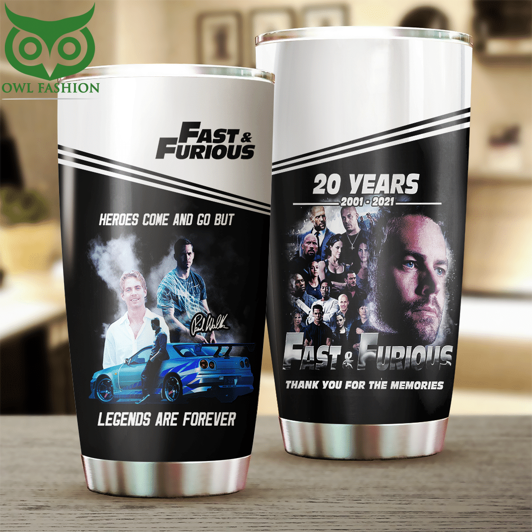 102 Paul Walker Fast and Furious 20 years memory Tumbler Cup