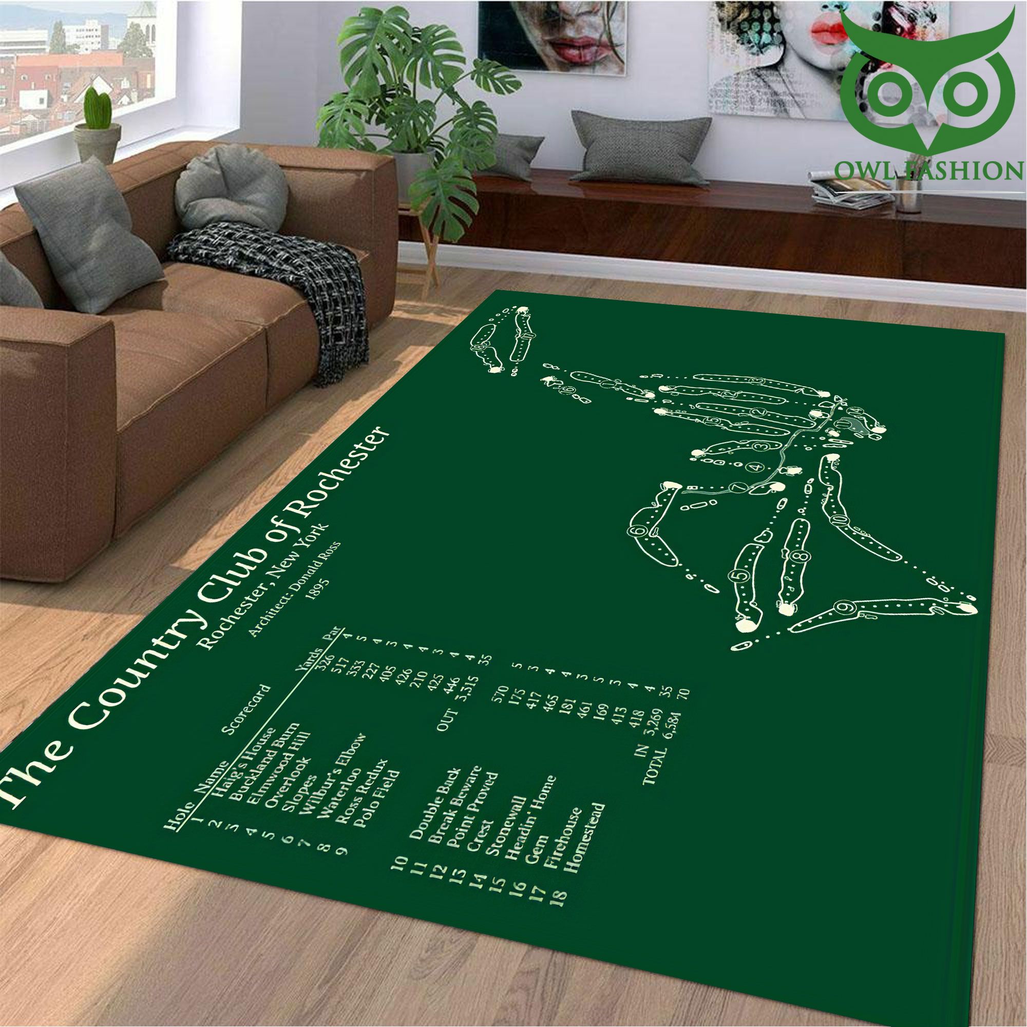 26 The country club of rochester Golf Course Map Carpet Rug