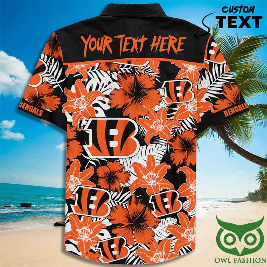 Custom Name Cincinnati Bengals Football Teams Button Up Hawaiian Shirt
