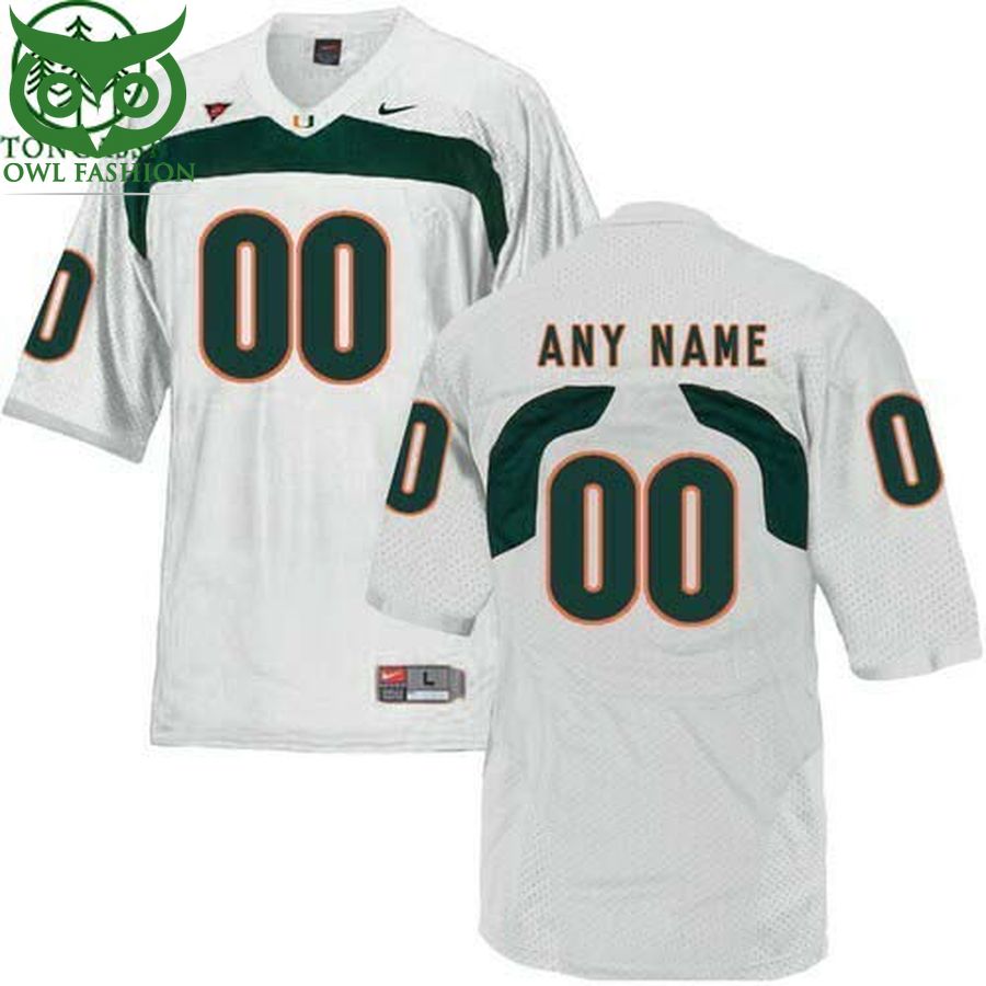 Miami Hurricanes Custom Name Number Jersey White College Football