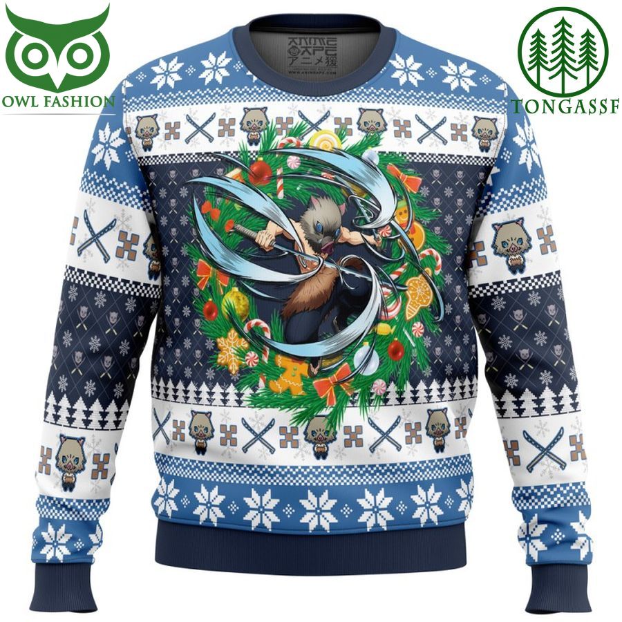 Christmas Hashibira Inosuke Demon Slayer Ugly Christmas Sweater