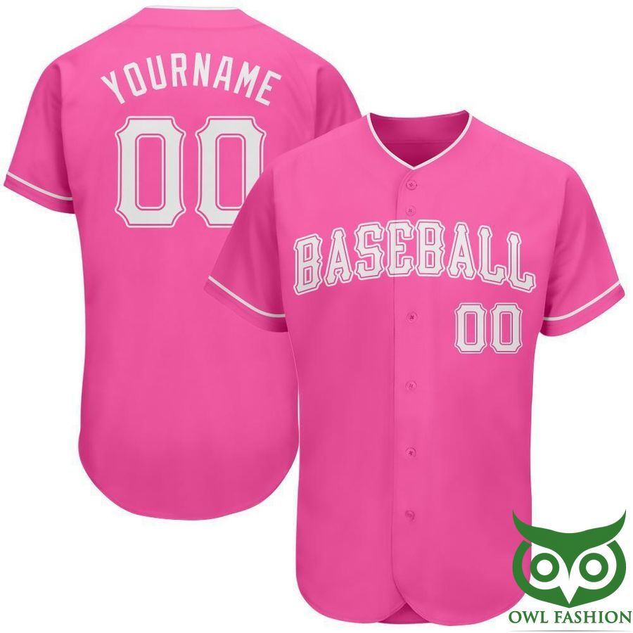 Custom Name and Number Pink White Authentic classic Baseball Jersey