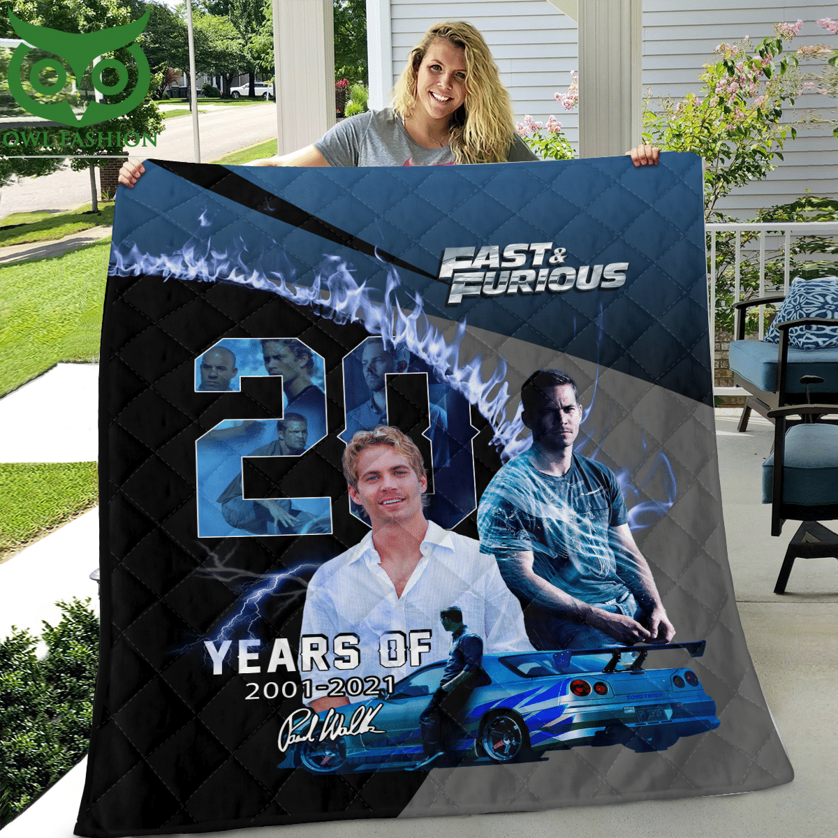 Paul Walker Fast and Furious Limited Edition blue Quilt Blanket