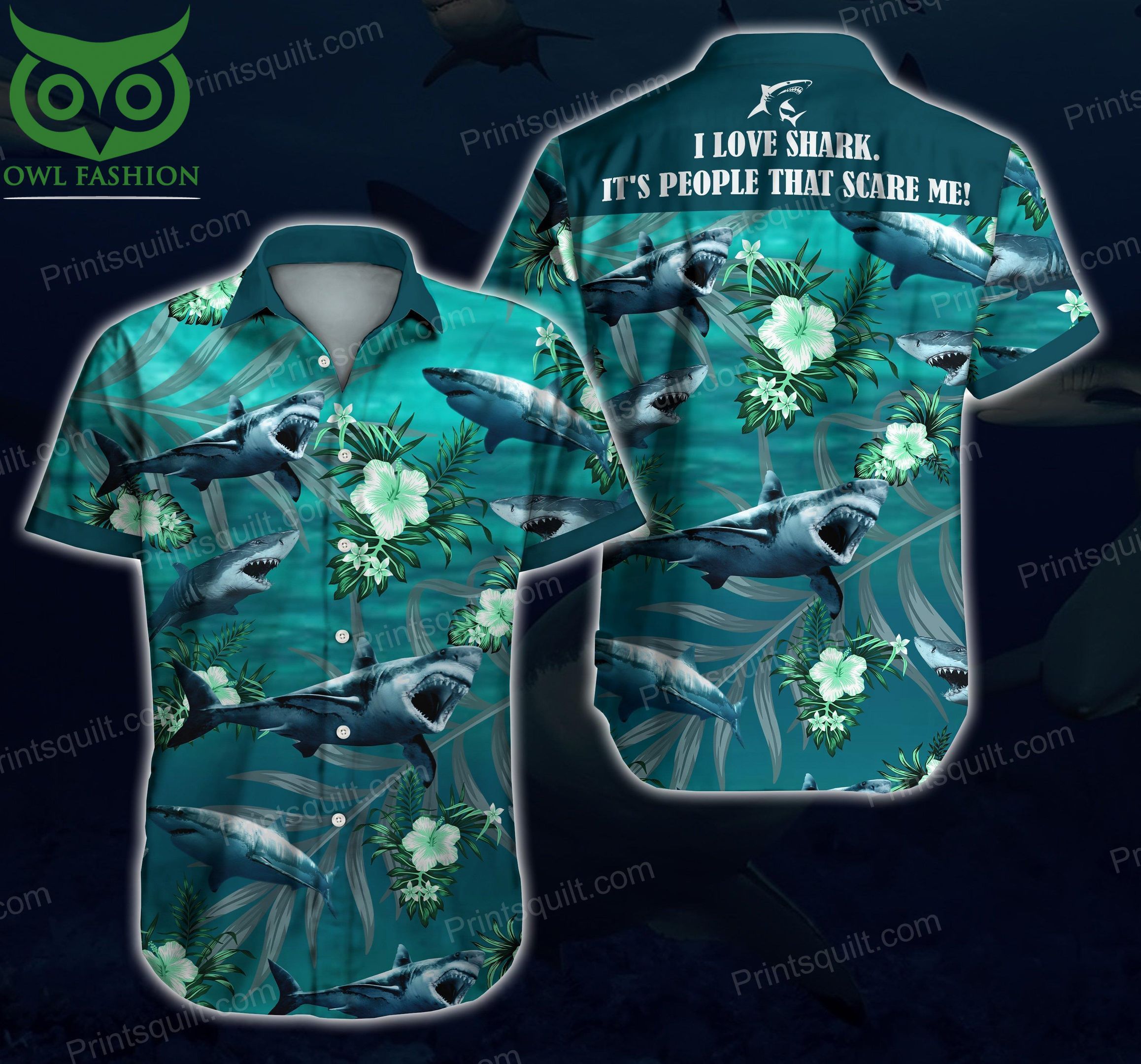 144 I love Sharks Scare me 3d Hawaii Shirt