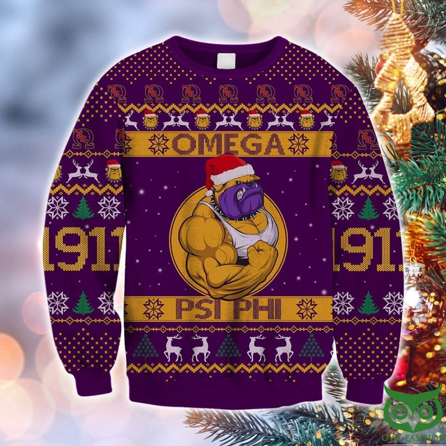 61 Omega 1911 Bulldog Psi Phi Christmas Ugly Sweater