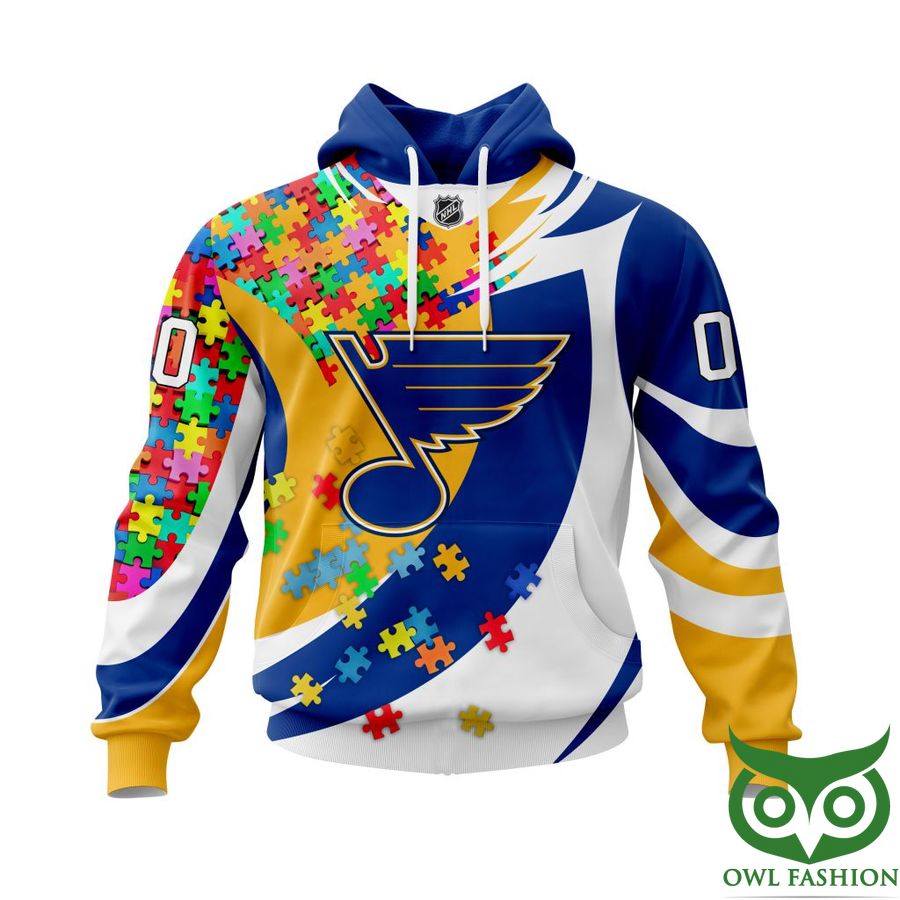 434 NHL St. Louis Blues Autism Awareness Custom Name Number colorful puzzle hoodie sweatshirt